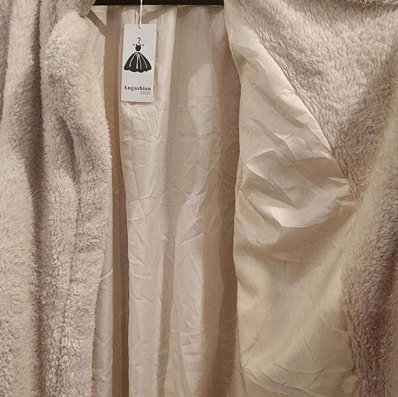 Women's Fuzzy Fleece Lapel Open Front Long Cardigan Coat Faux Fur Warm - Picture 8 of 10